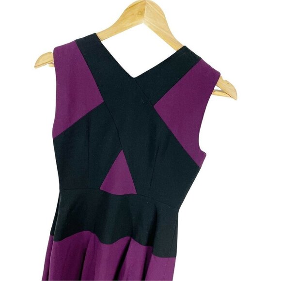 BCBGMaxAzria Aloissa Purple Color Block Sleeveless A-line Dress Sz 0 NEW - Picture 5 of 7